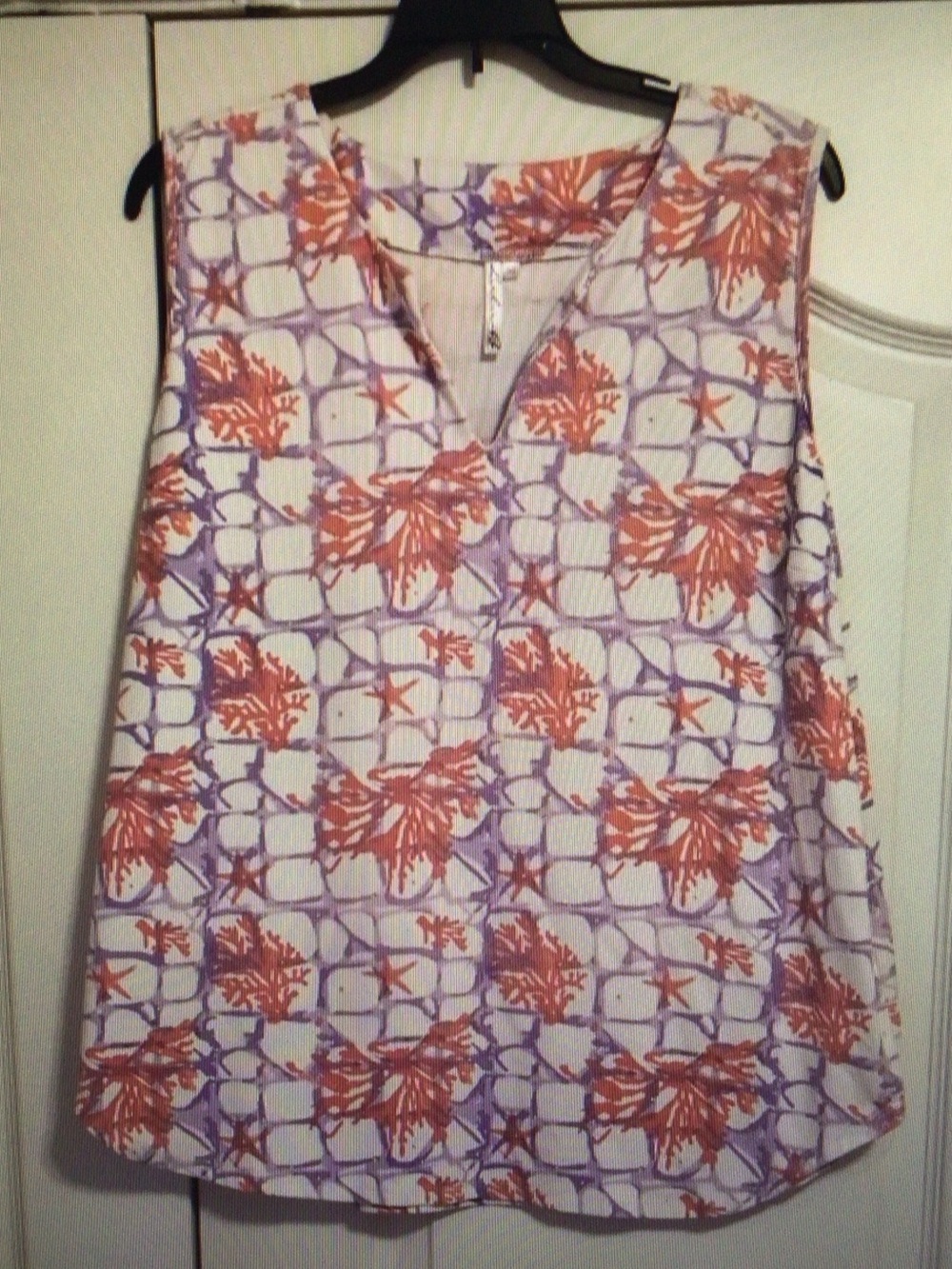 lululemon athletica Coral and Lavender Floral Grid V‑Neck Camisole